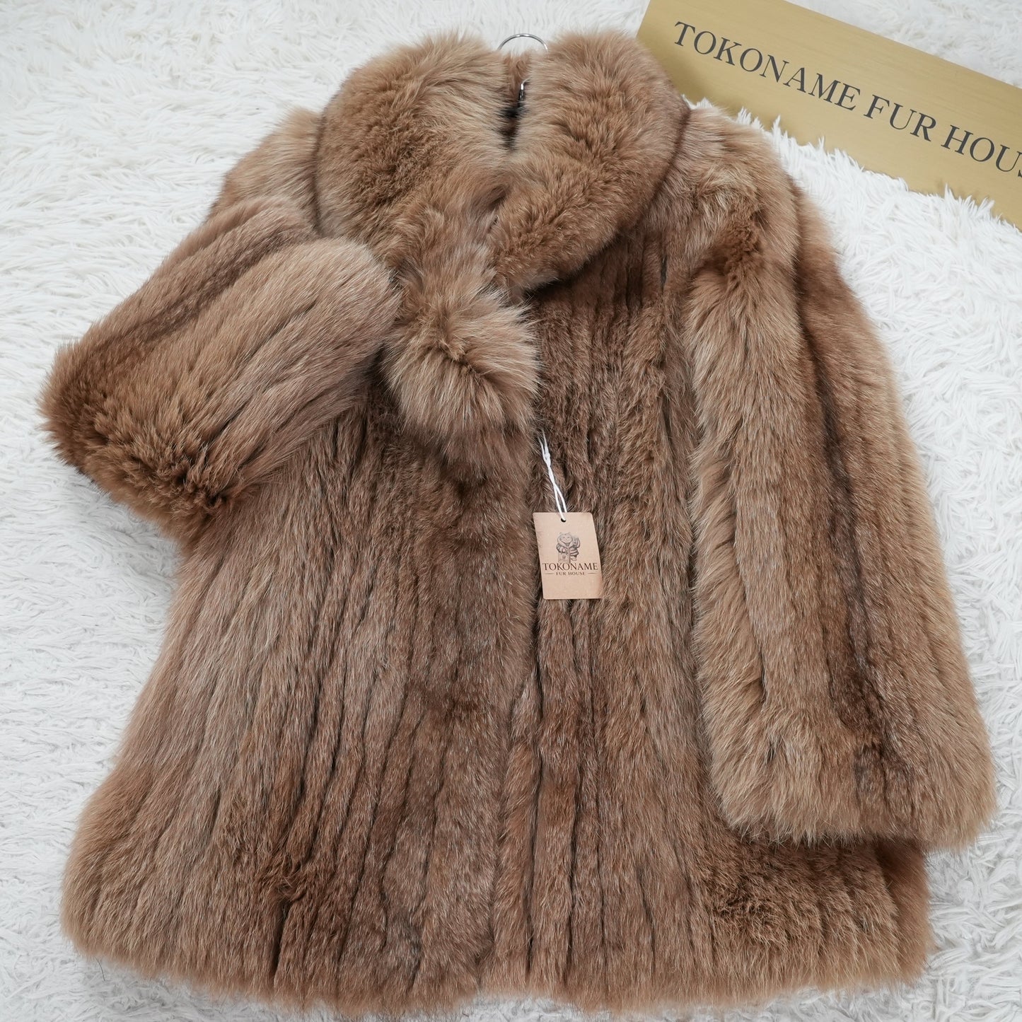 Brown Dyed Fox Fur Design Coat - Genuine Vintage Fur From Japan
