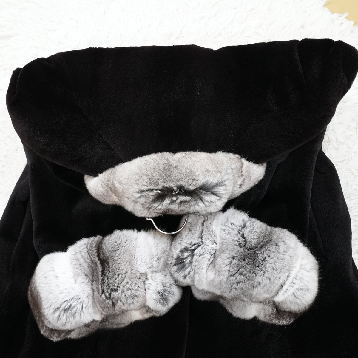 Chinchilla Trim Shaved Mink Fur Coat Yuki Belle Femme - Genuine Vintage Fur From Japan