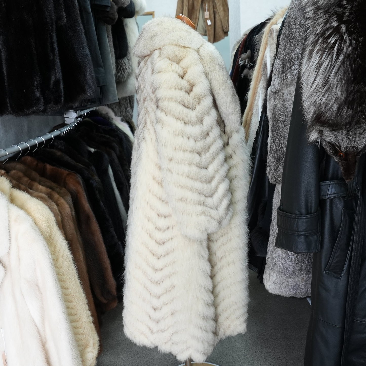 Blue Fox Long Coat - Genuine Vintage Fur From Japan