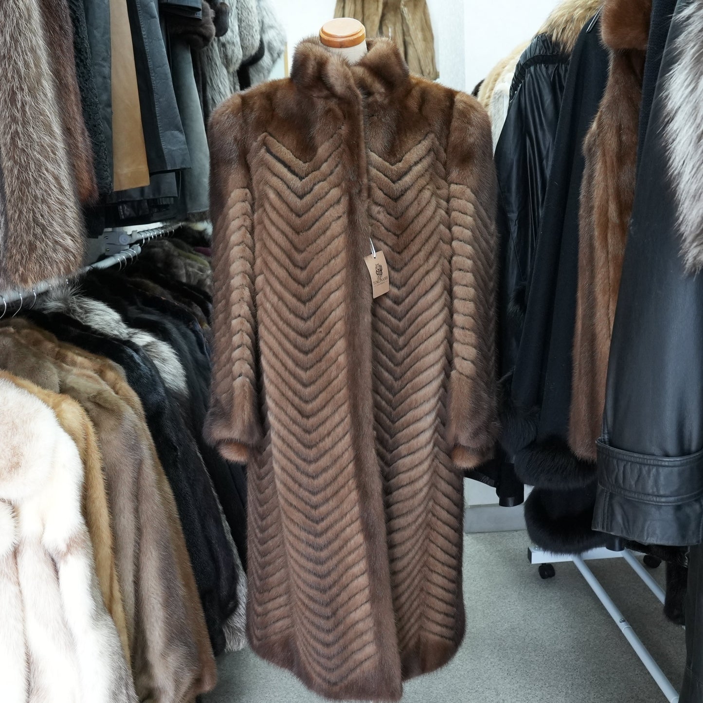 Demi Buff Mink Long Coat ZigZag Cutting - Genuine Vintage Fur From Japan