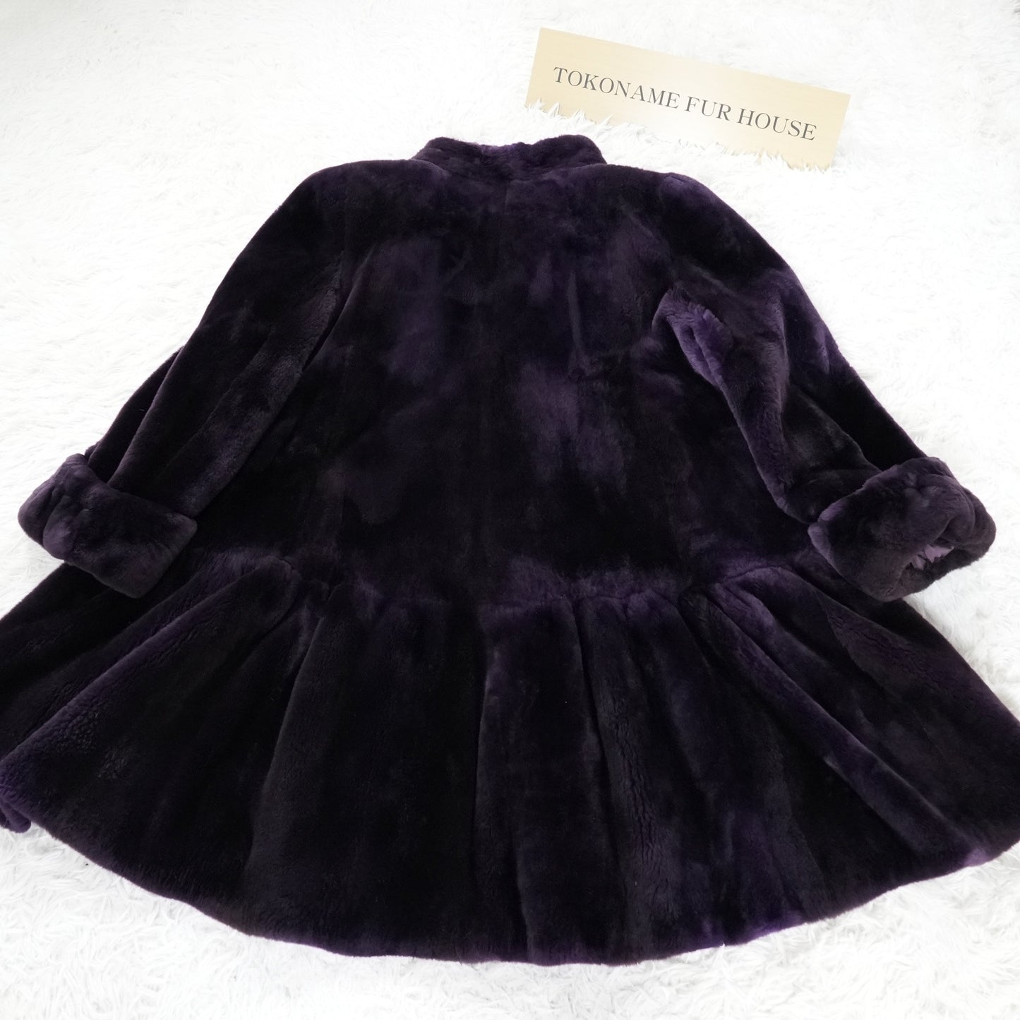 Nutria Purple Deyd Coat Wide hem Roll up Sleeve - Genuine Vintage Fur From Japan