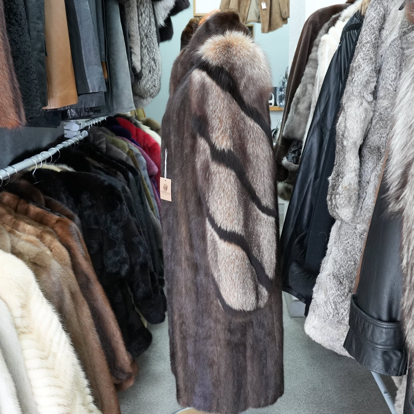 Demi Buff SAGA Mink and Silver Fox Fur arm Long Coat - Genuine Vintage Fur From Japan
