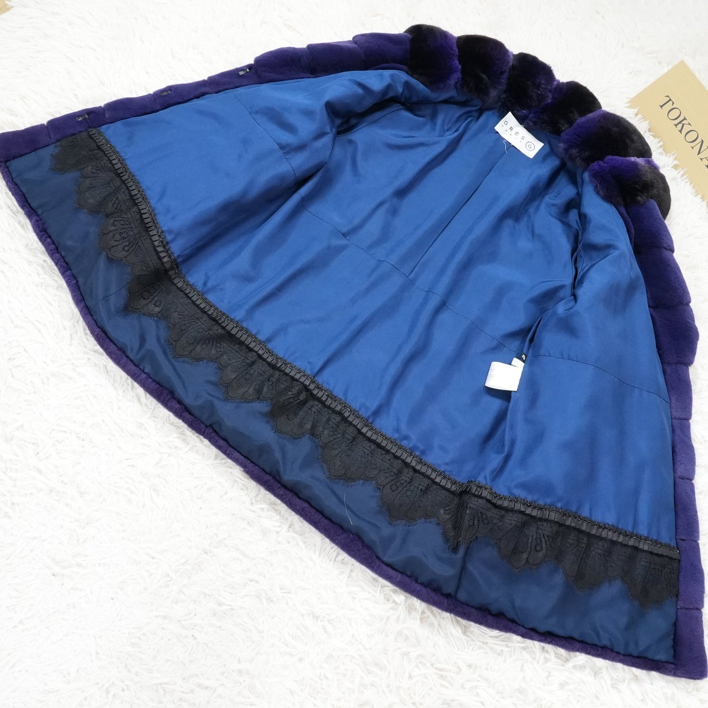Shaved Mink Chinchilla Trim Fur Jacket Purple Dyed GRES Paris - Genuine Vintage Fur From Japan