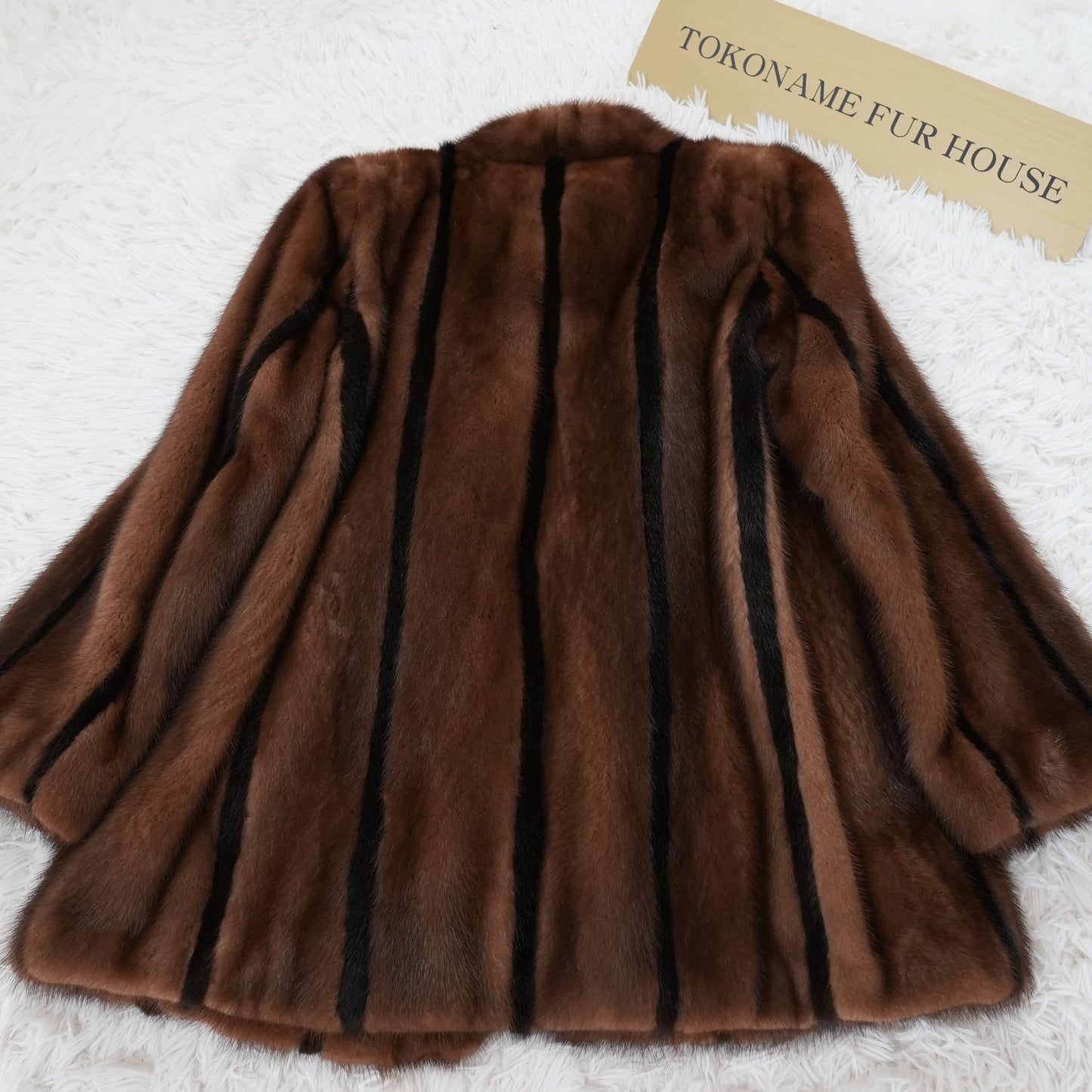 Mink Fur Stripe Design jacket Genuine Vintage Fur Japan