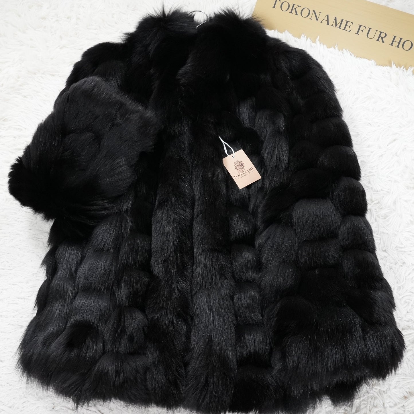 Black Dyed Fox Design Coat EMBA - Genuine Vintage Fur From Japan