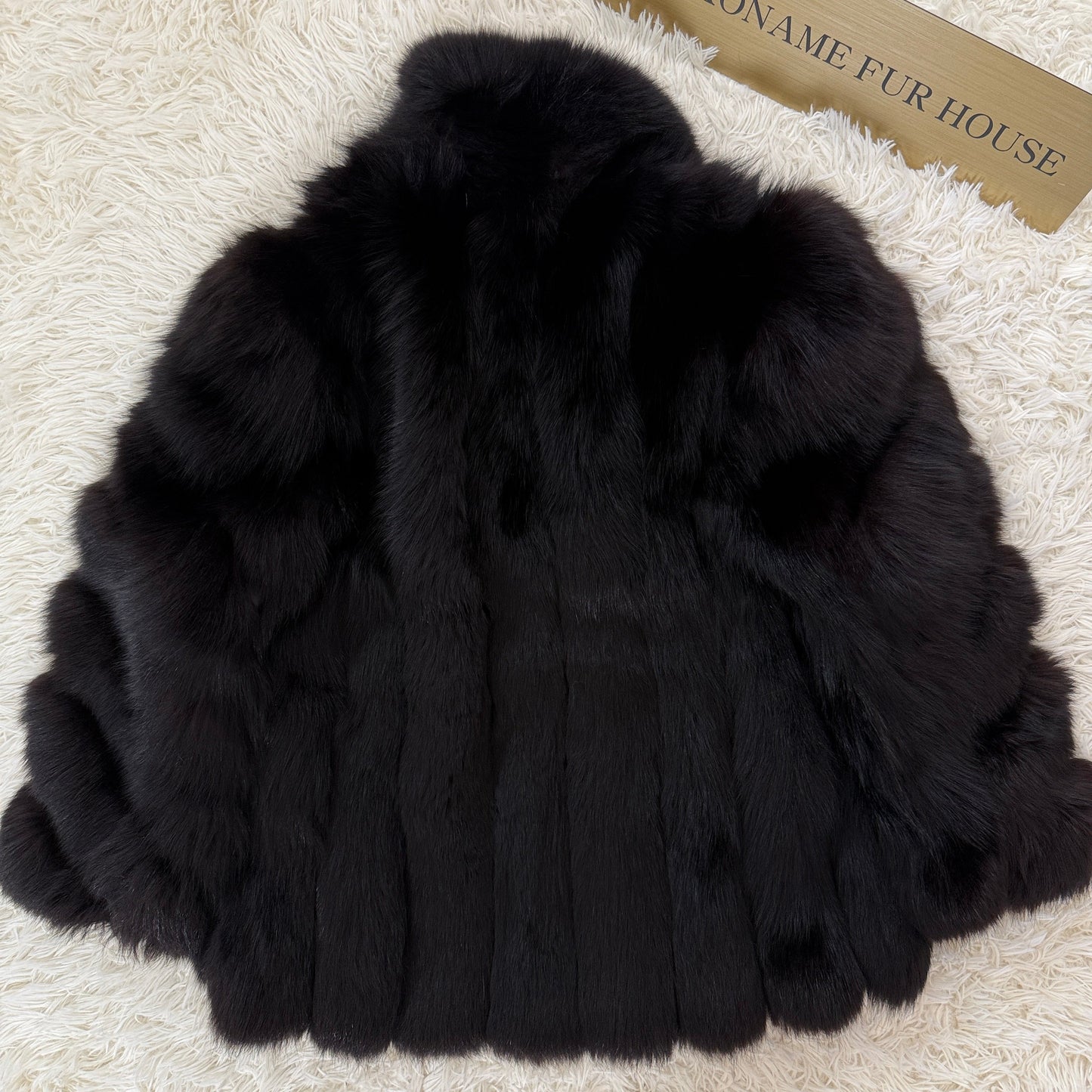 Black Dye Fox Coat - SAGA ROYAL FOX Genuine Vintage Fur Japan