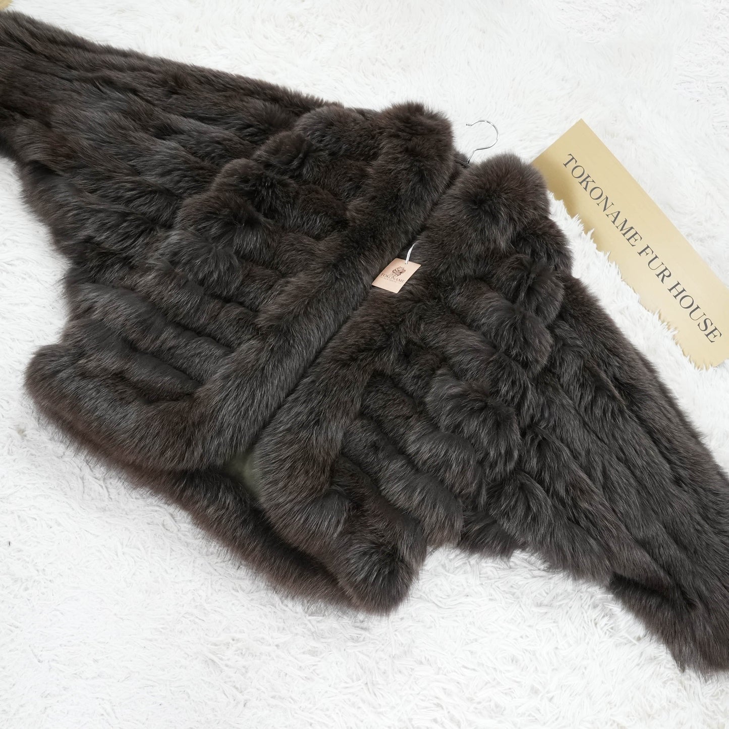 Dolman Sleeve Khaki Brown Dyed Fox Fur Coat Soft & Fluffy - Genuine Vintage Fur From Japan
