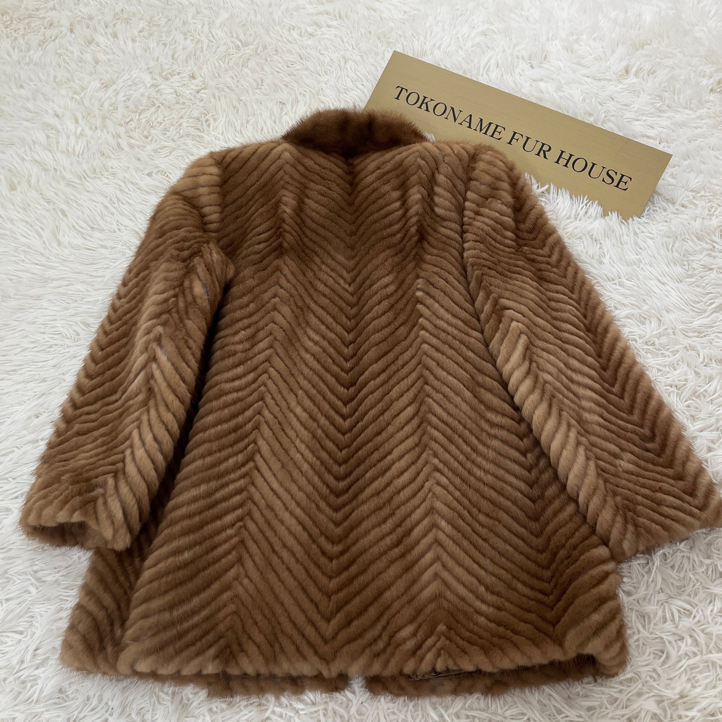 Demi Buff Mink Jacket Zig Zag Cutting Genuine Vintage Fur Japan
