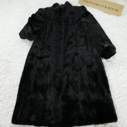 Black Mink Long Coat SAGA MINK - Genuine Vintage Fur From Japan