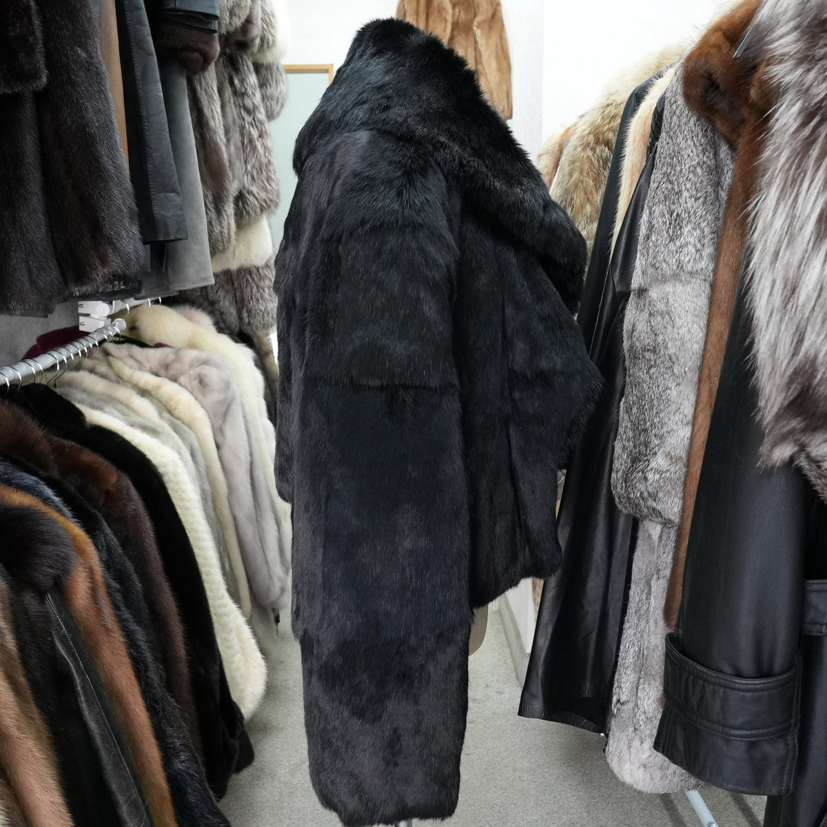 Rabbit Fur Jacket Black Dyed - Genuine Vintage Fur Japan