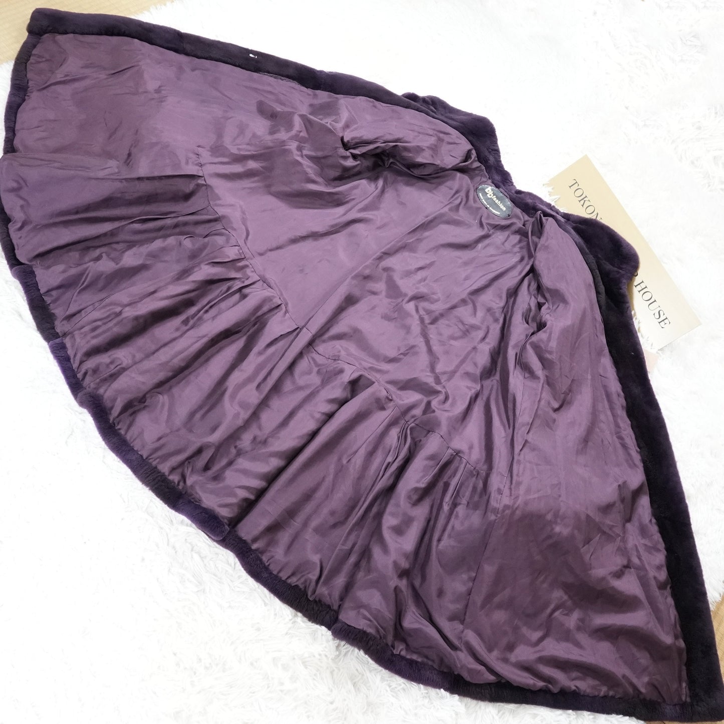 Nutria Purple Deyd Coat Wide hem Roll up Sleeve - Genuine Vintage Fur From Japan