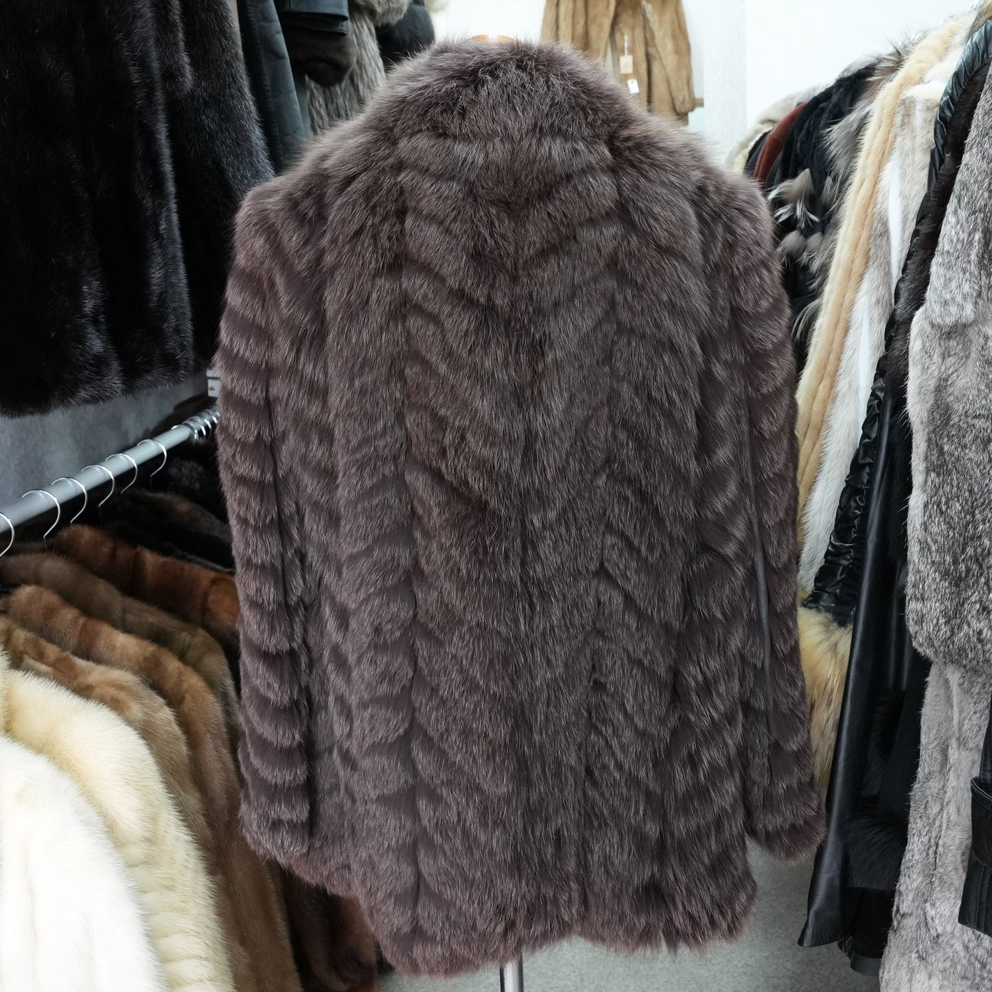 Dark Bronw Dyed Fox Fur Coat - Genuine Vintage Fur From Japan
