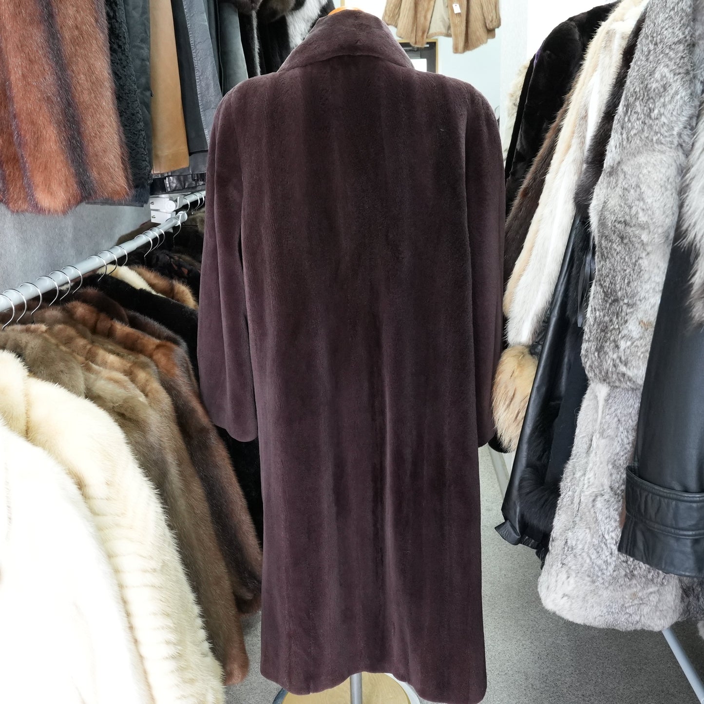 Chocolate Brown Shaved Mink Long Coat EMBA - Genuine Vintage Fur From Japan