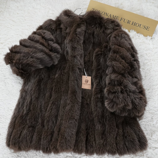 Brown Dyed Fox Fur Coat - Genuine Vintage Fur From Japan
