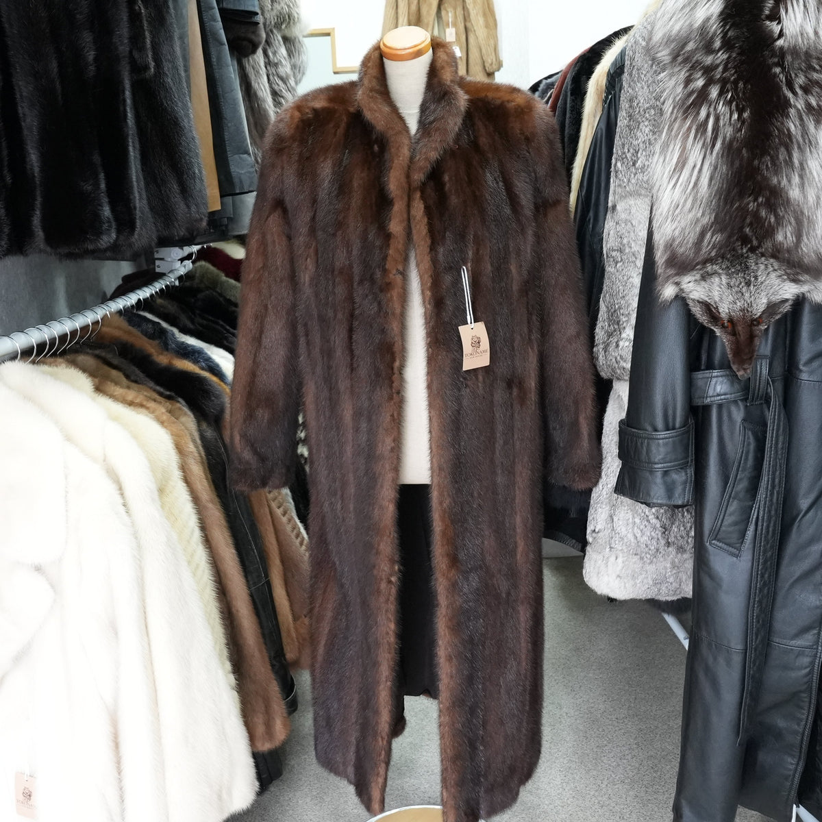 Dark Mink Very Long Coat - Genuine Vintage Fur From Japan