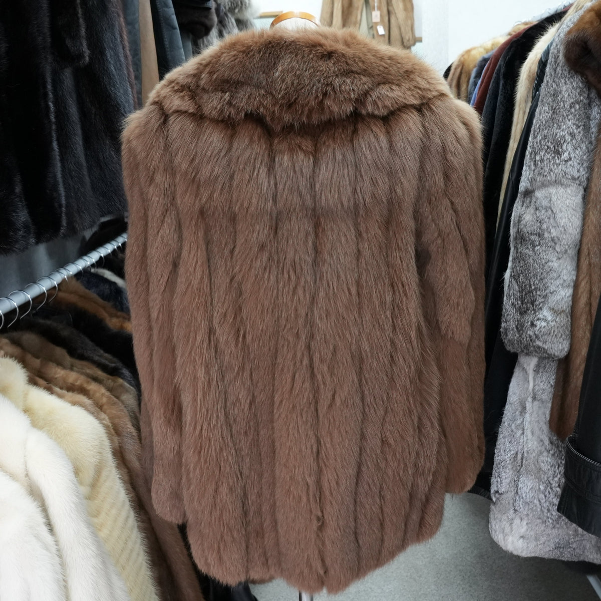 Brown Dyed Fox Fur Coat OS FUR - Genuine Vintage Fur From Japan