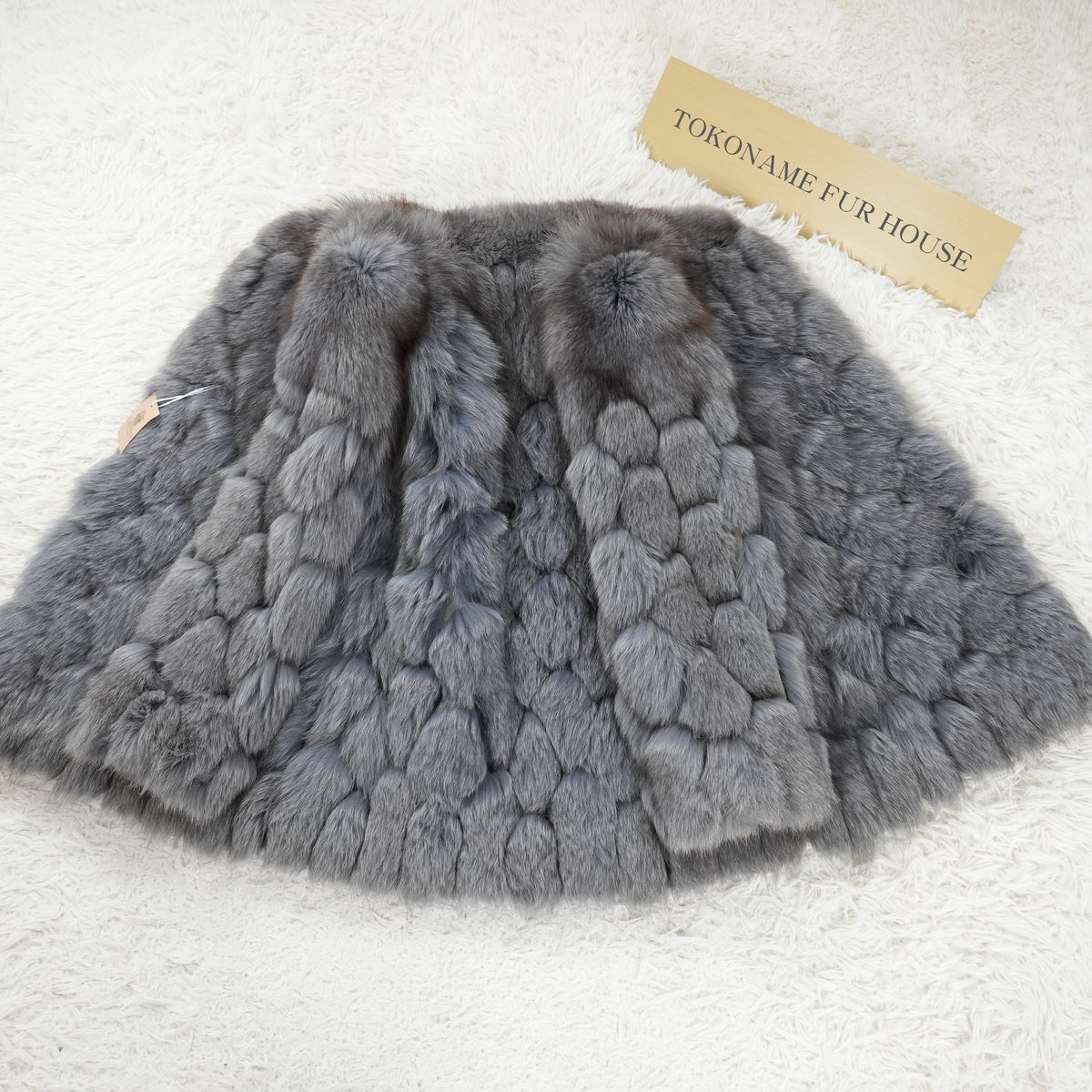 Ash Blue Dyed Fox Fur Design Coat - Genuine Vintage Fur From Japan