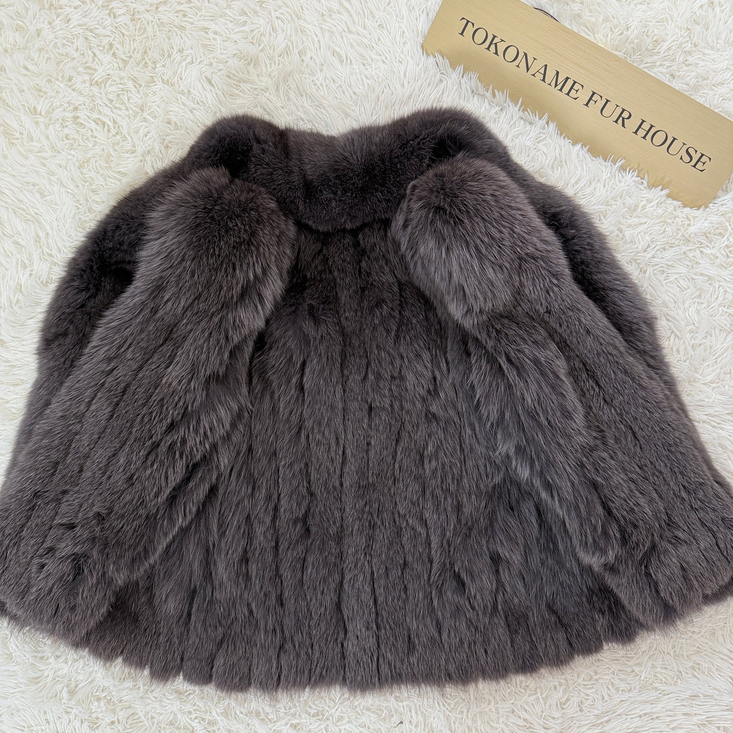 Ash purple Dyd Fox Coat Genuine Vintage Fur Japan