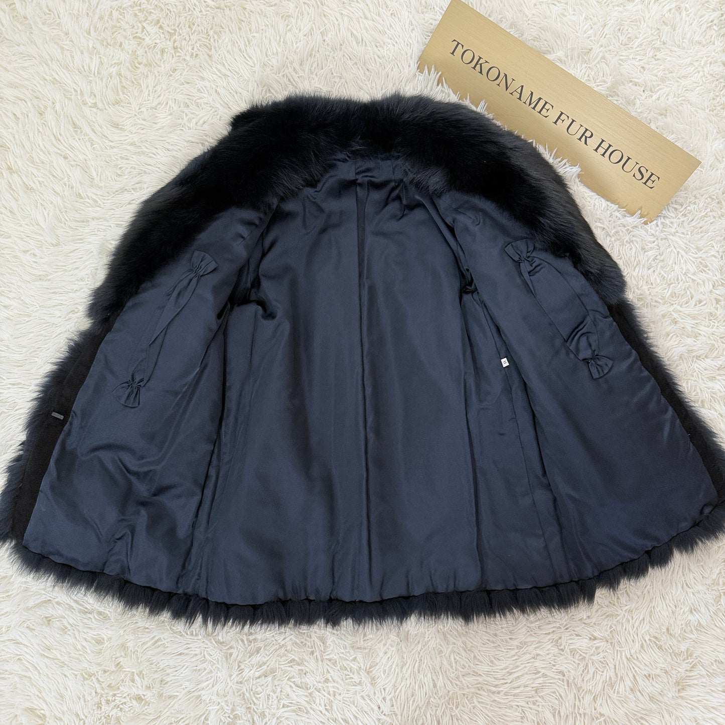 Blue Fox Navy Dyed Coat Soft and Fuffy Vintage Fur Japan