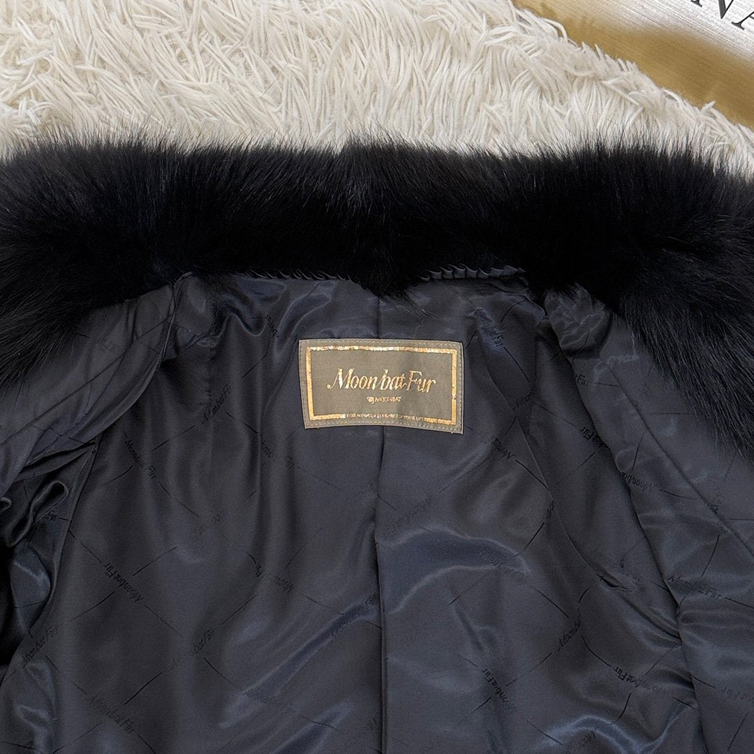 Black dye Fox Coat Genuine Vintage Fur Japan