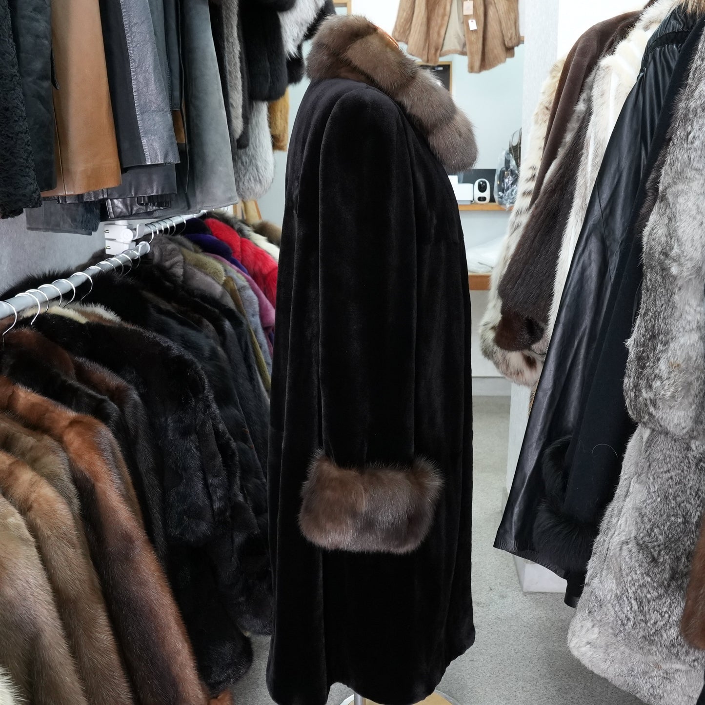 Shaved Mink and Russian Sable Trim Long Coat - Genuine Vintage Fur From Japan