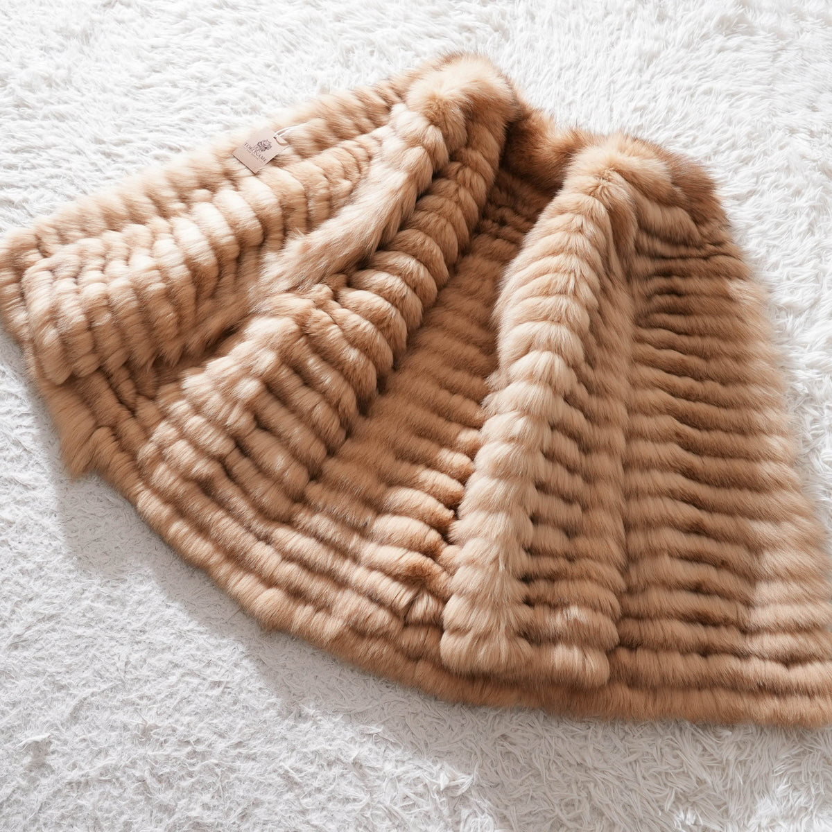 Beige Dyed Fox Fur Coat - Genuine Vintage Fur From Japan