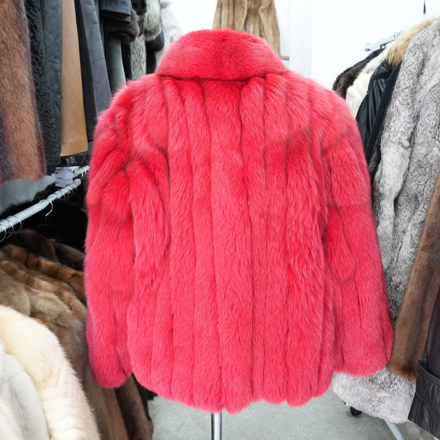 Red Dyed Fox Fur Coat - Genuine Vintage Fur From Japan