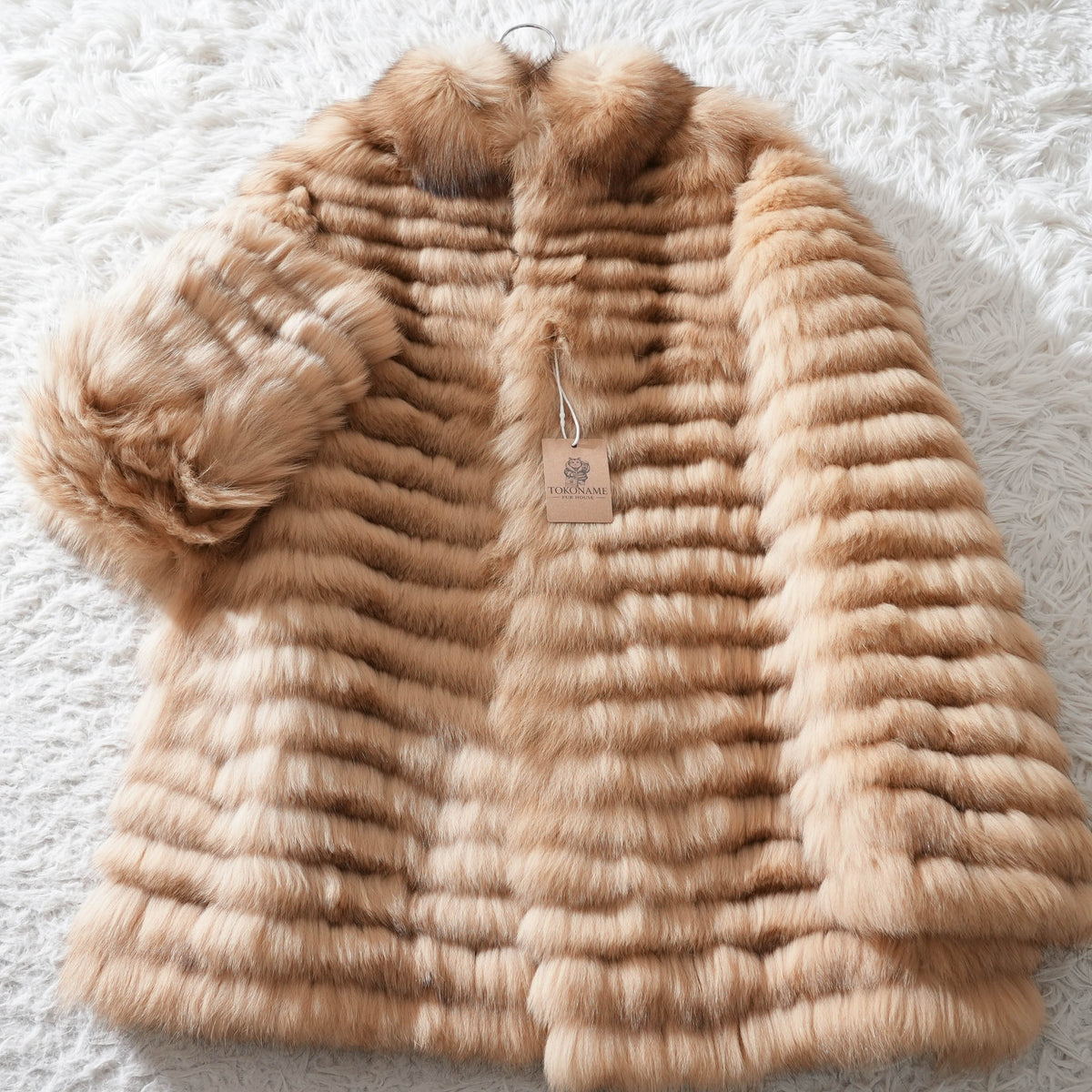 Beige Dyed Fox Fur Coat - Genuine Vintage Fur From Japan