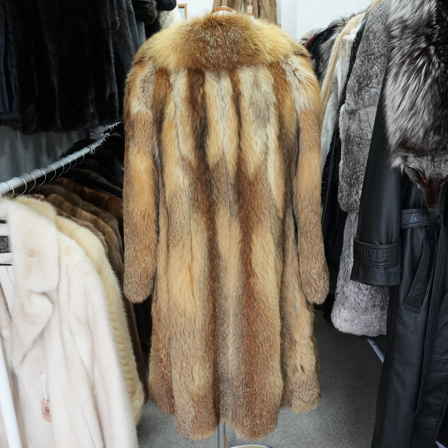 Red Fox Long Coat - Genuine Vintage Fur From Japan