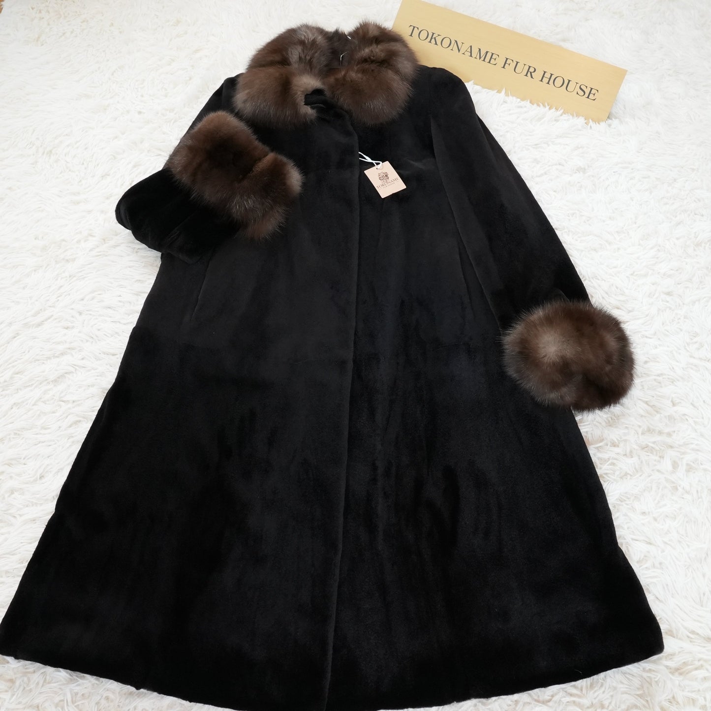 Shaved Mink and Russian Sable Trim Long Coat - Genuine Vintage Fur From Japan