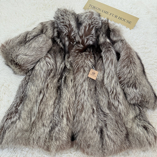 Silver Fox Coat - SAGA FOX Fluffy Genuine Vintage Fur Japan