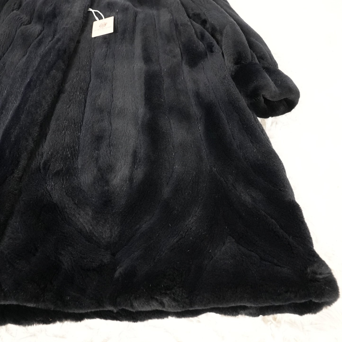 Dark Blue Shaved Mink Hem Pattern SAGA MINK - Genuine Vintage Fur From Japan