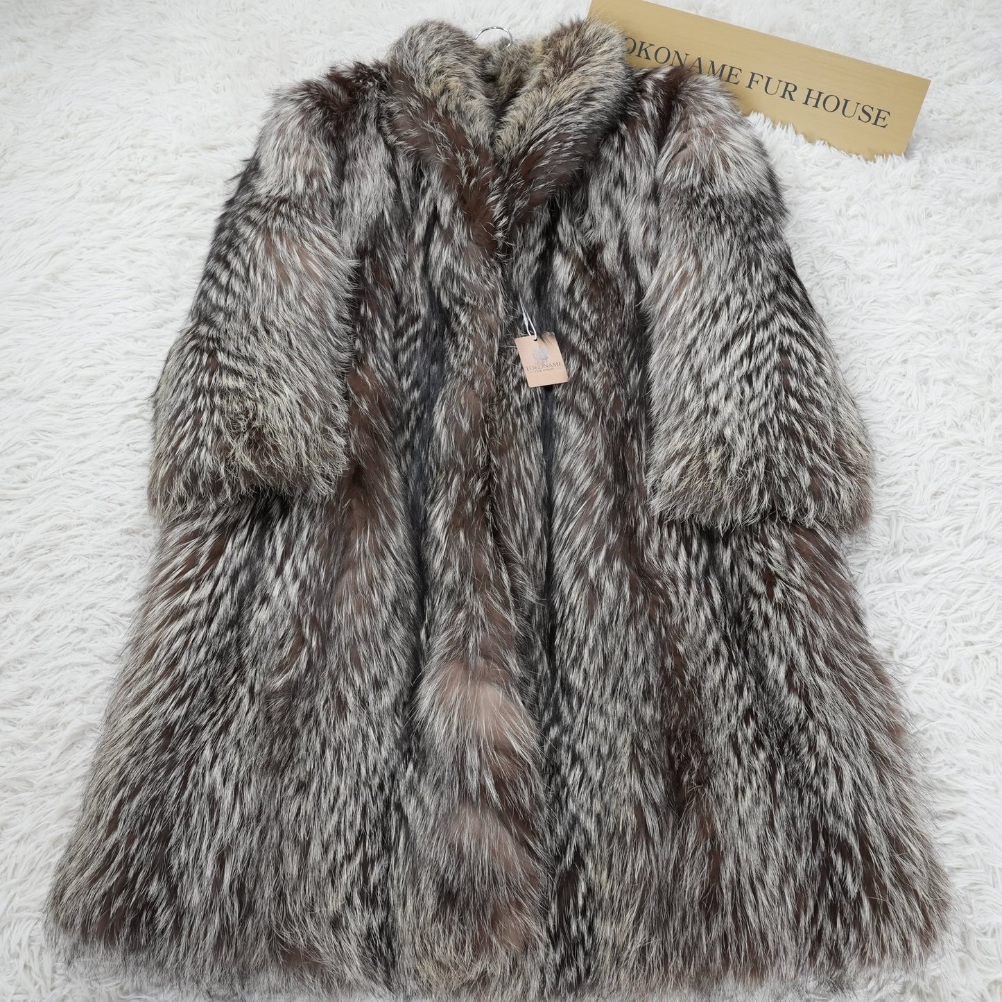Silver Fox Fur Long Coat - Genuine Vintage Fur From Japan