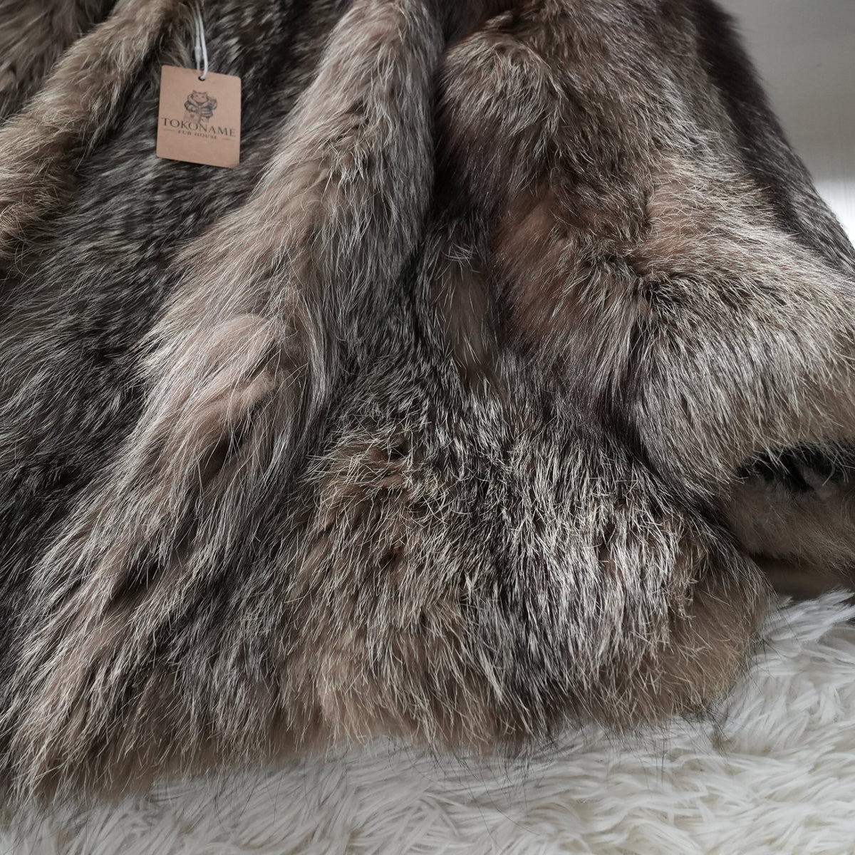 Silver Fox Fur Coat Soft Leather - Genuine Vintage Fur From Japan