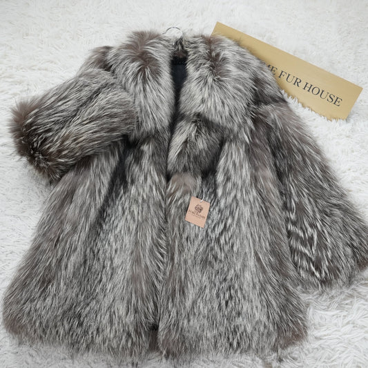 Silver Fox Fur Coat - Genuine Vintage Fur From Japan