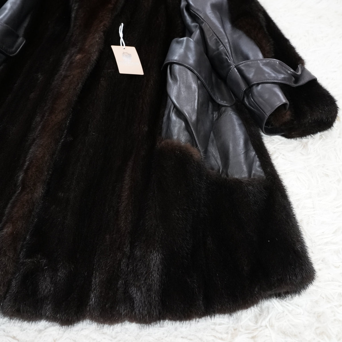 Dark Mink Fur and Leather Panel Coat- Genuine Vintage Fur From Japan