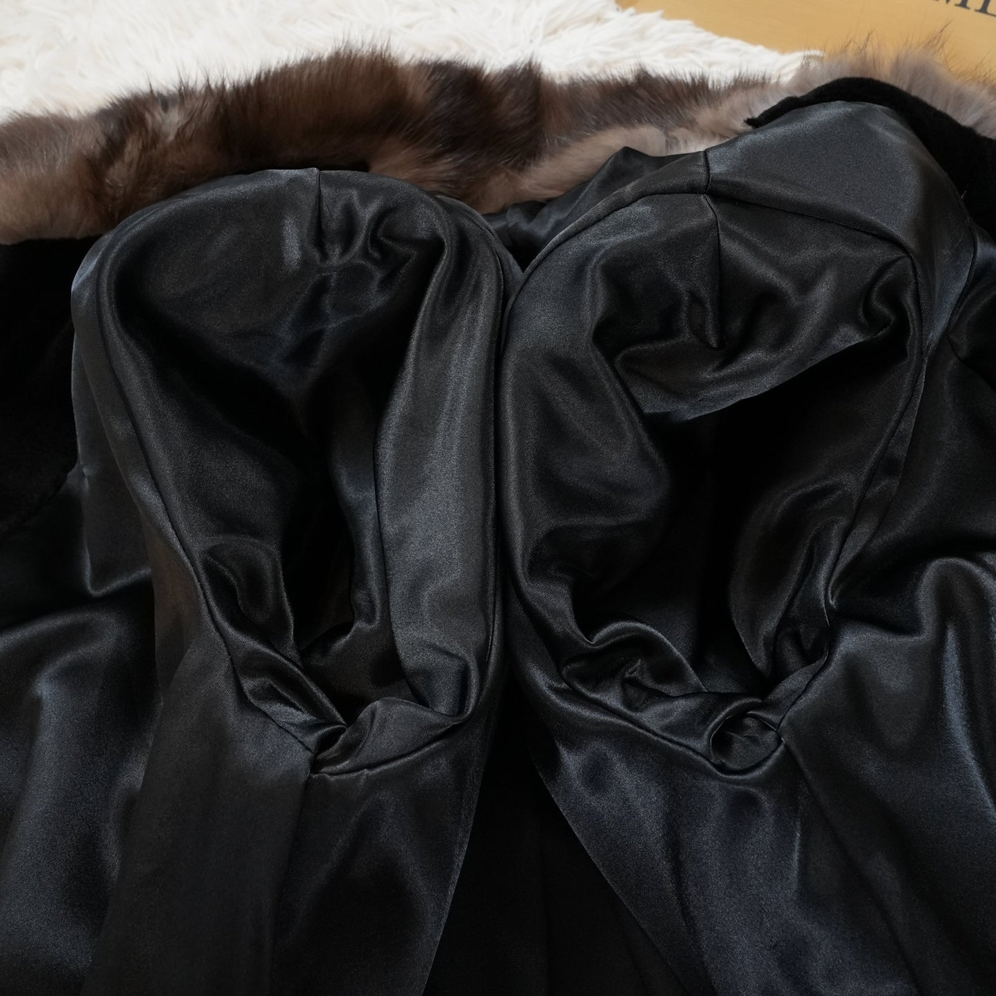 Shaved Mink and Russian Sable Trim Long Coat - Genuine Vintage Fur From Japan