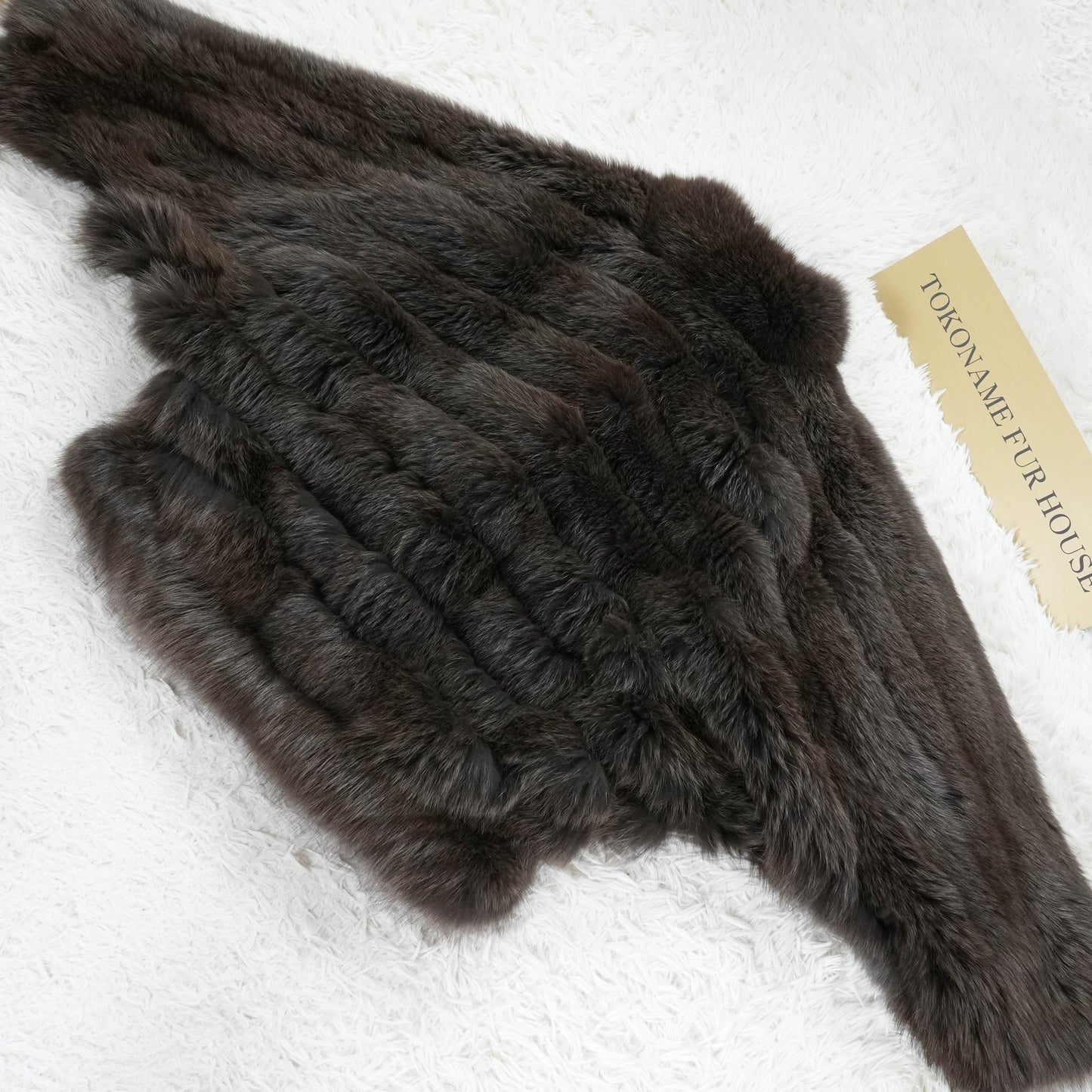 Dolman Sleeve Khaki Brown Dyed Fox Fur Coat Soft & Fluffy - Genuine Vintage Fur From Japan