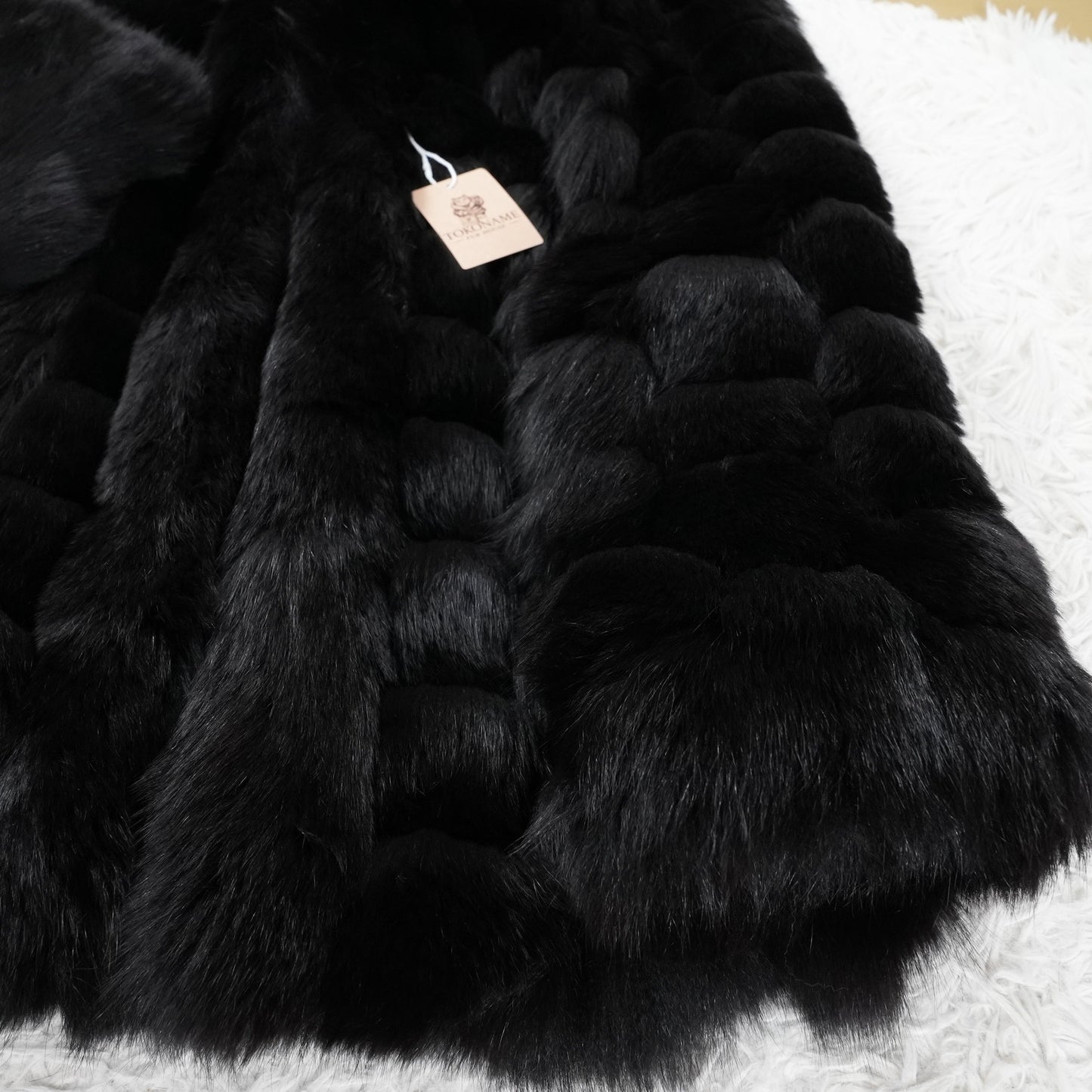 Black Dyed Fox Design Coat EMBA - Genuine Vintage Fur From Japan