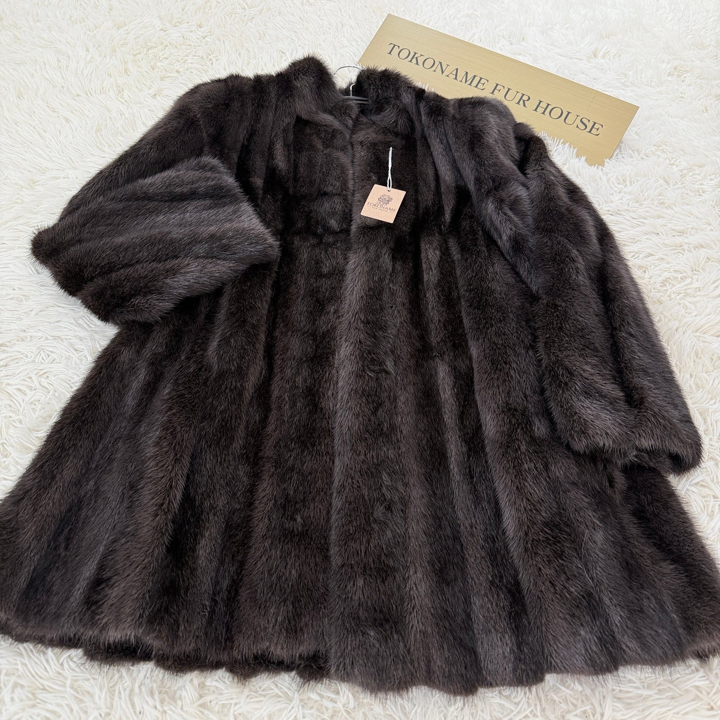 Black Cross Dyed Mink Coat EMBA Genuine Vintage Fur Japan