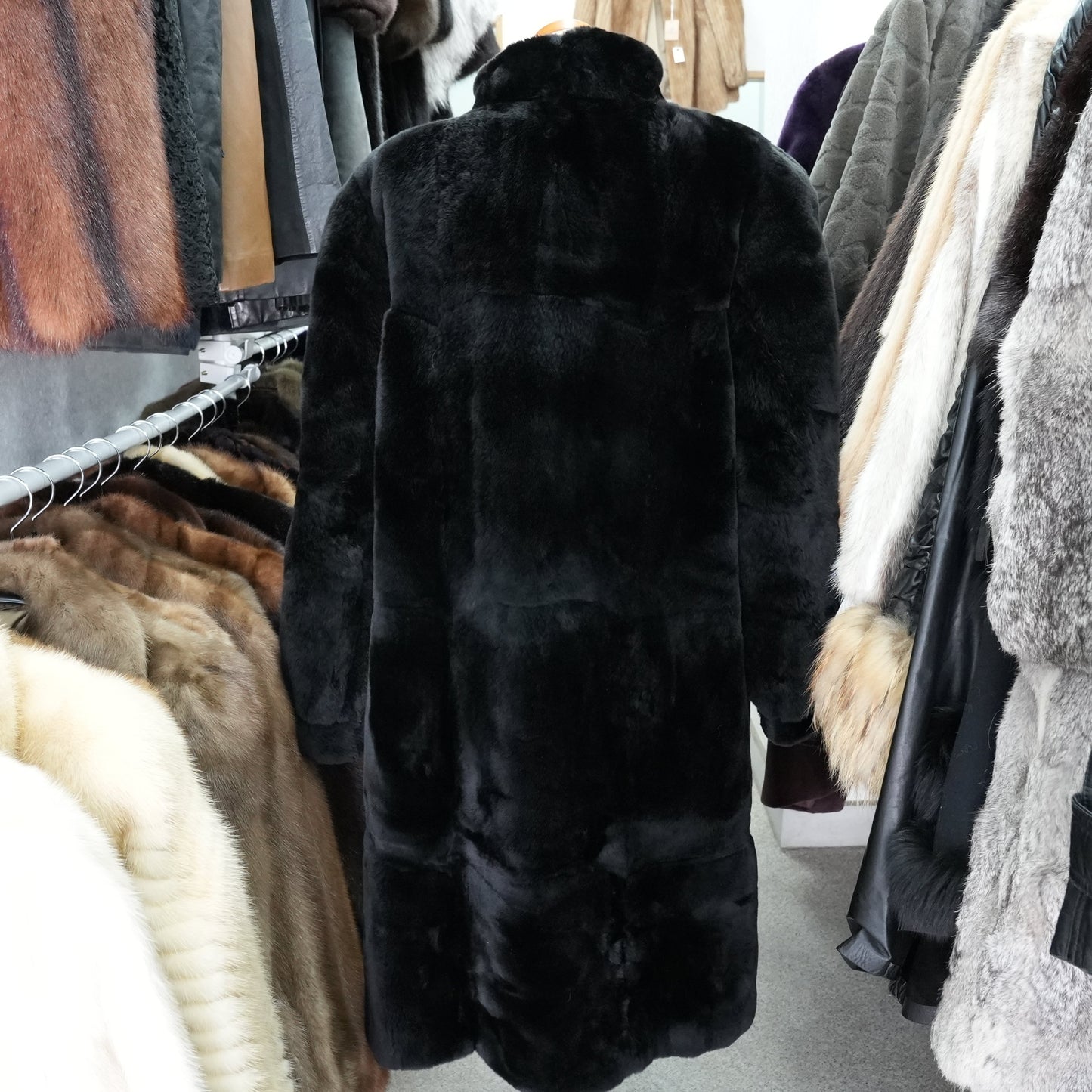 Nutria Fur Black Long Coat - Genuine Vintage Fur From Japan