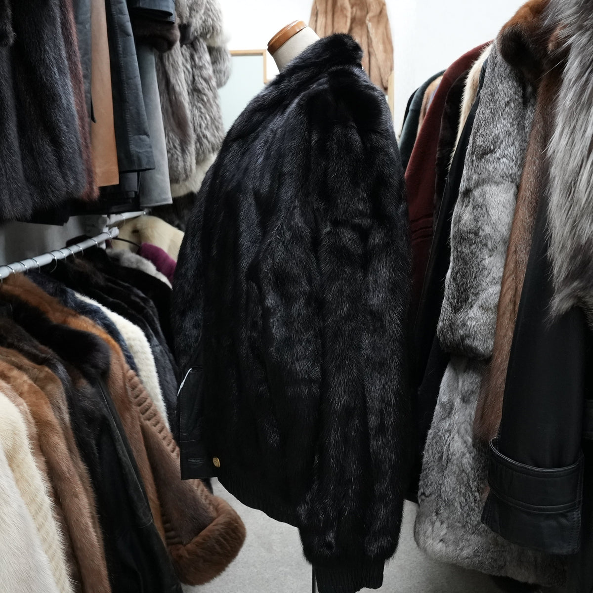 Men Reversible Mink and Leather Bomber Jacket - Genuine Vintage Fur From Japan