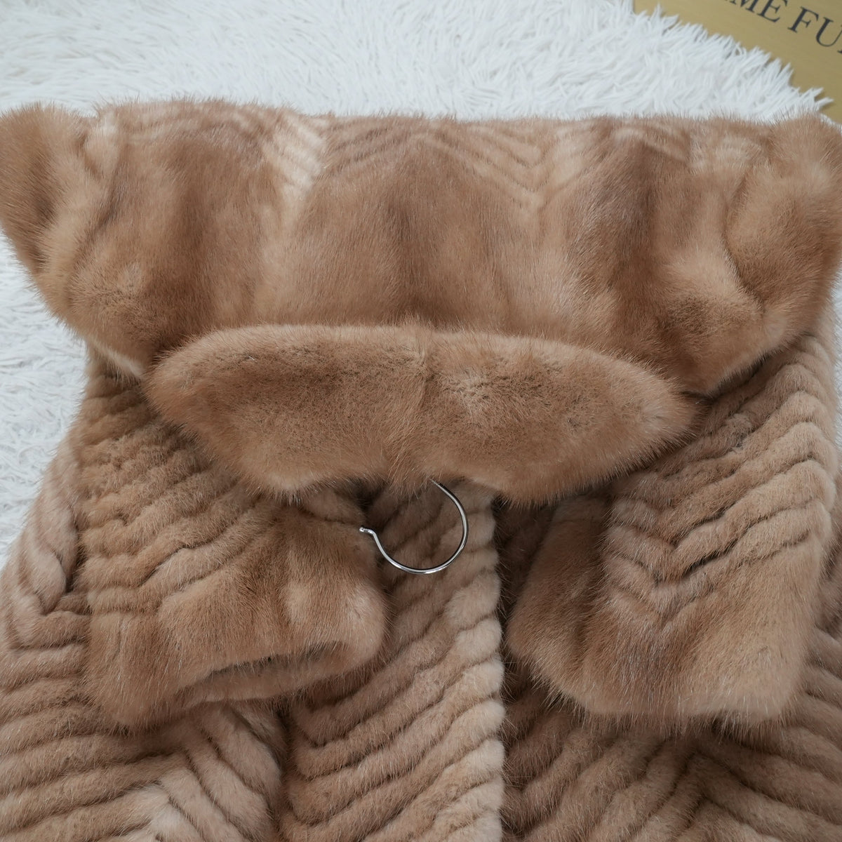 Pastel Mink Fur Long Coat Chevron - Genuine Vintage Fur From Japan