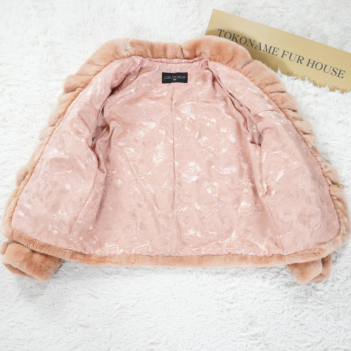 Pink Beige Dyed Nutria Fur crop Jacket - Genuine Vintage Fur From Japan