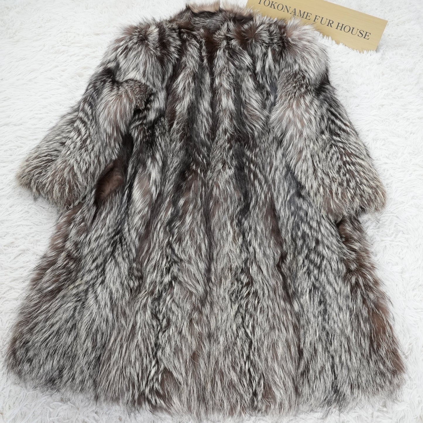 Silver Fox Fur Long Coat - Genuine Vintage Fur From Japan