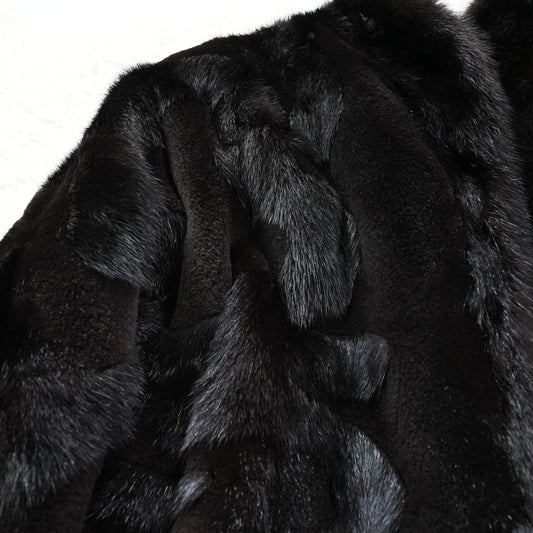 Dark Mink Design Jacket -Genuine Vintage Fur From Japan