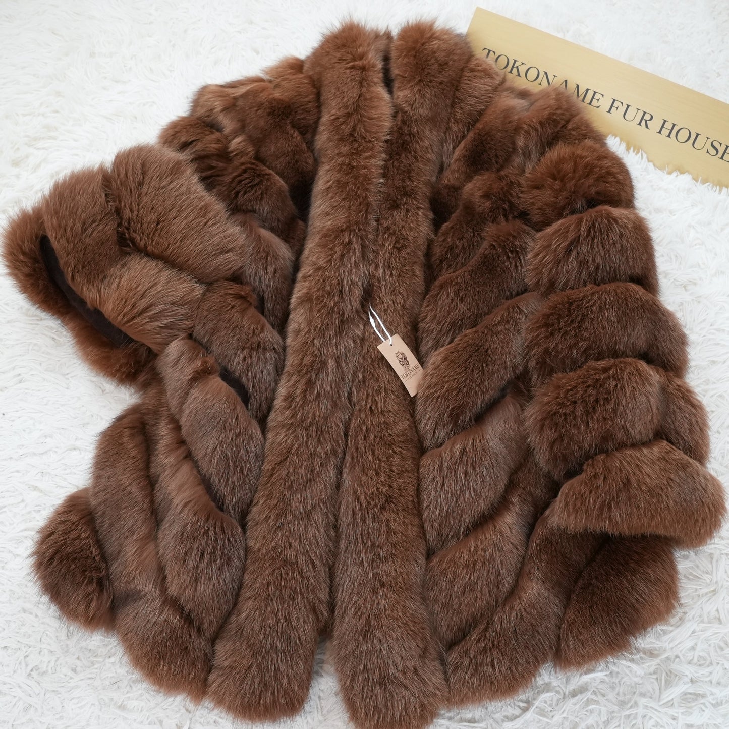 Brown Dyed Fox Fur Design Coat - Genuine Vintage Fur From Japan