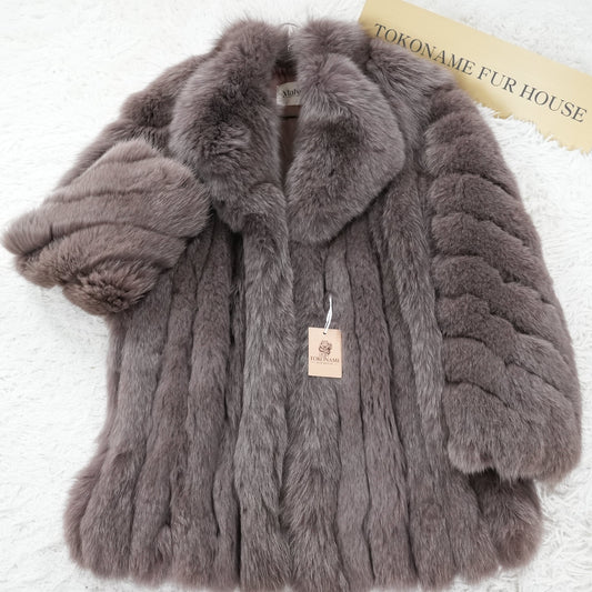 Smoky Brown Dyed Fox Fur Coat Malvoisie - Genuine Vintage Fur From Japan