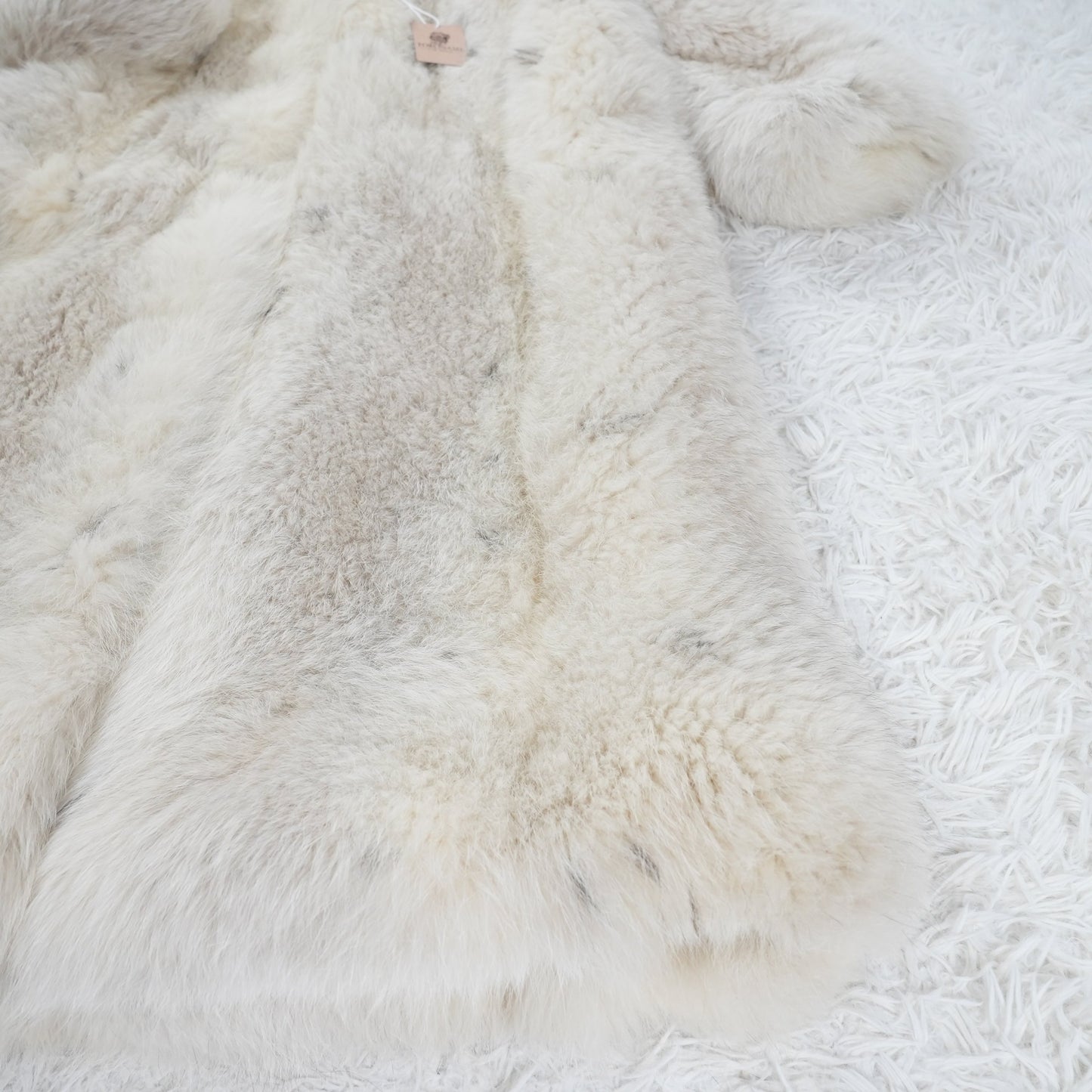 Lynx Dyed Shadow Fox Very Long Coat Soft & Fluffy - Genuine Vintage Fur From Japan