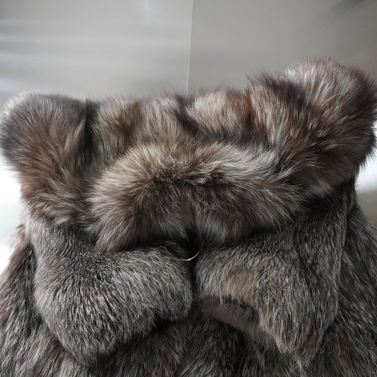 Silver Fox Fur Coat Soft Leather - Genuine Vintage Fur From Japan